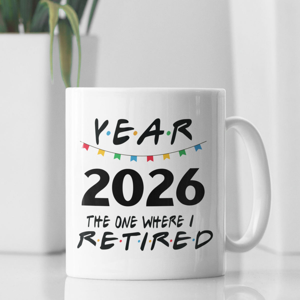 2026 Retirement Mug Black — "The One Where I Retired" Coffee Cup