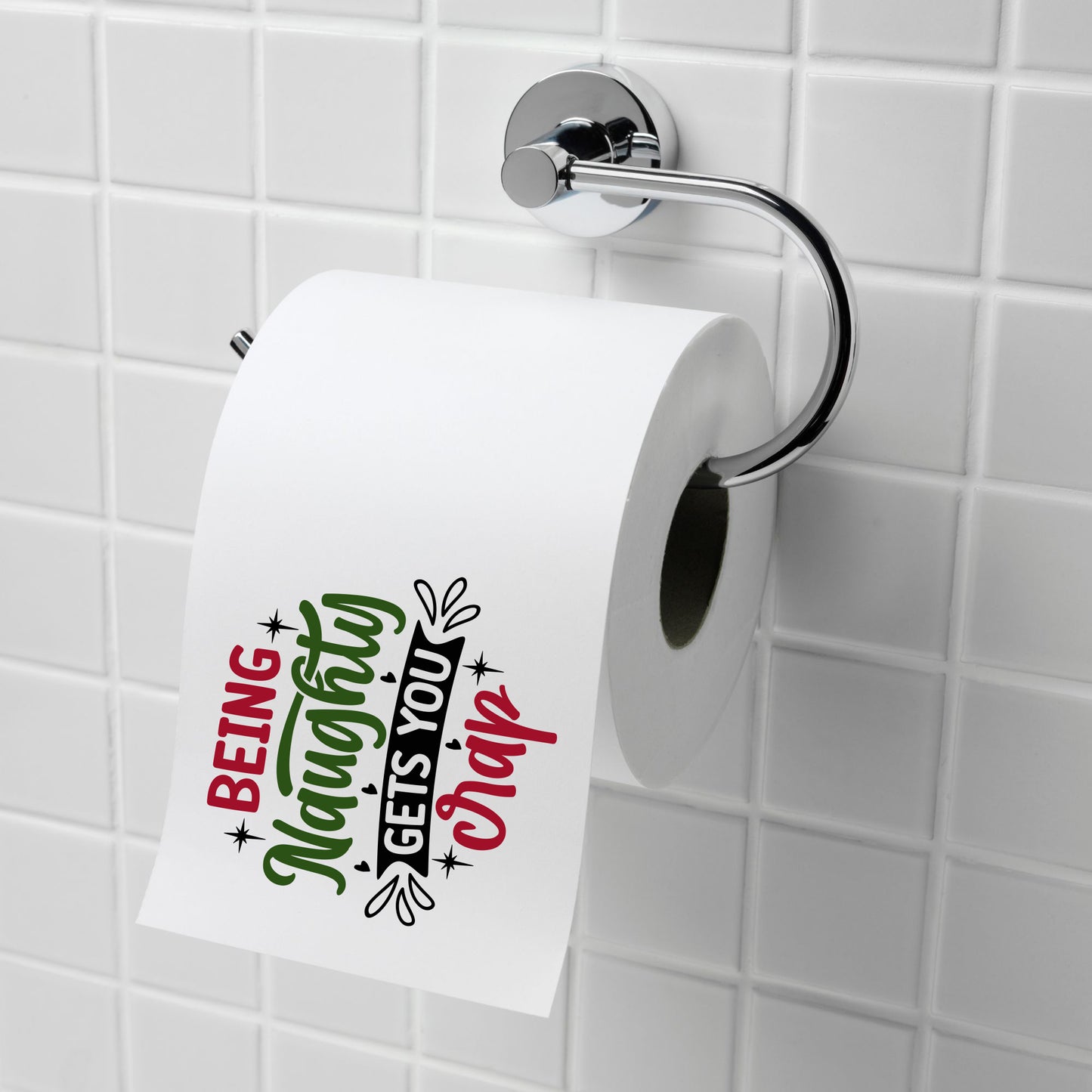 Novelty Christmas Printed Toilet Roll Being Naughty Gets You Crap