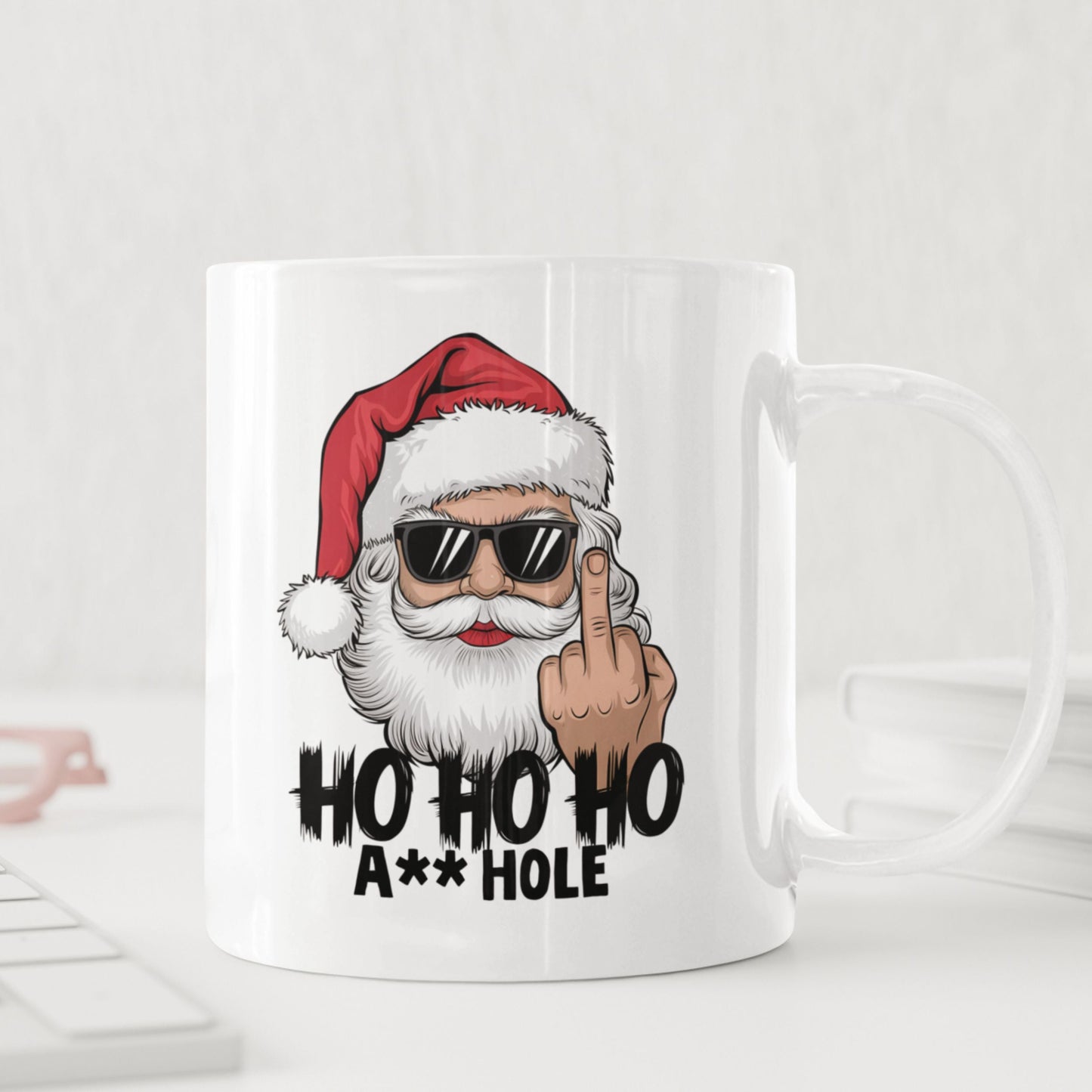 Christmas Rude Santa Claus Funny Coffee Cup White Ceramic Mug Inappropriate Gifts Dishwasher Safe