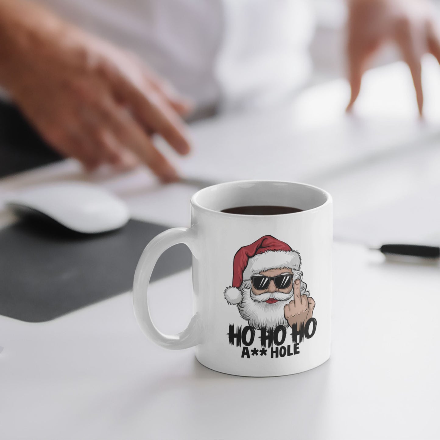 Christmas Rude Santa Claus Funny Coffee Cup White Ceramic Mug Inappropriate Gifts Dishwasher Safe