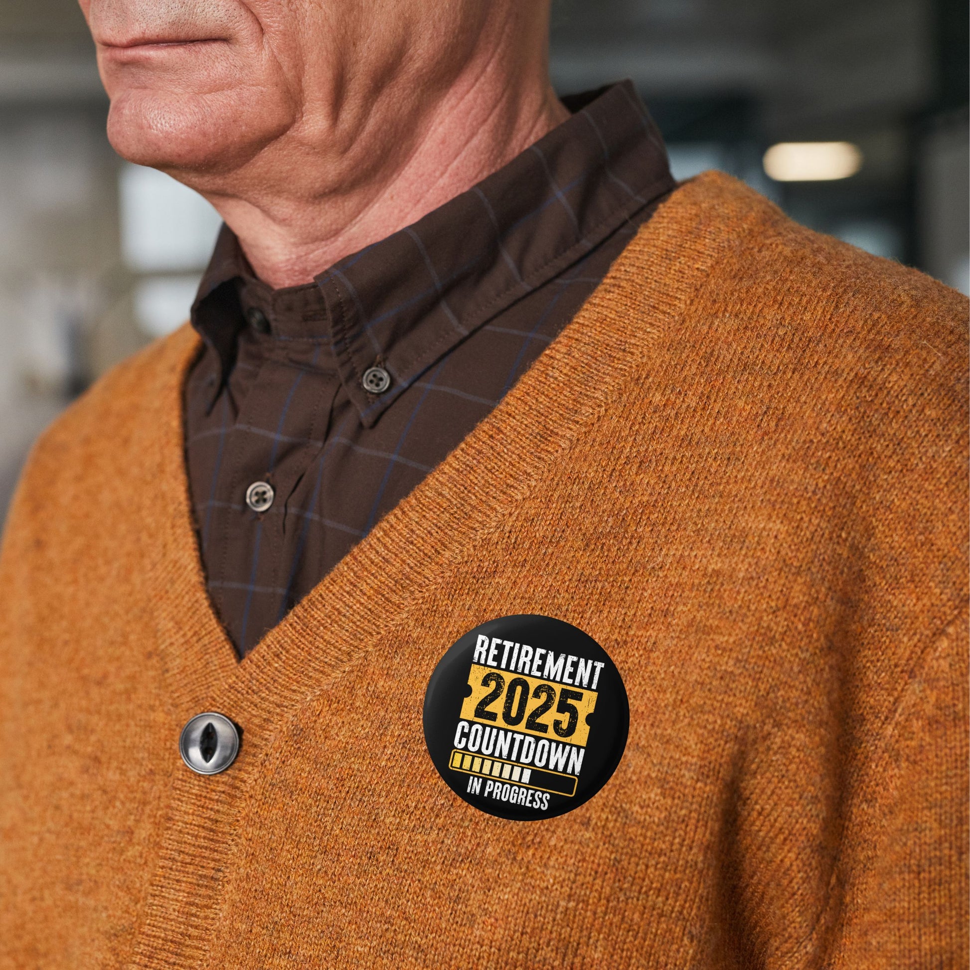 Cheerful Countdown To Retirement Gift Badge 2025, an ideal retirement gift badge to wear at farewell parties and celebrations.