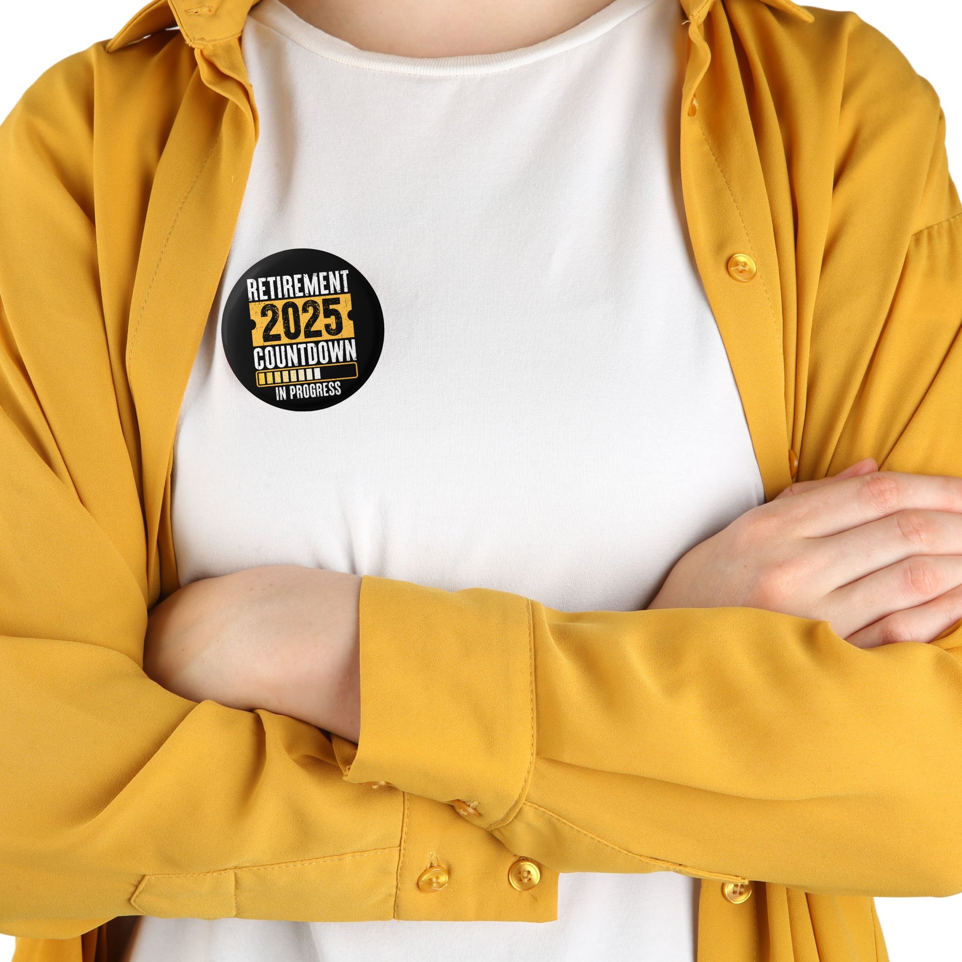 Countdown To Retirement Gift Badge 2025 - Fun Pre-Retirement Accessory Pin showcasing the vibrant design of a retirement gift badge.