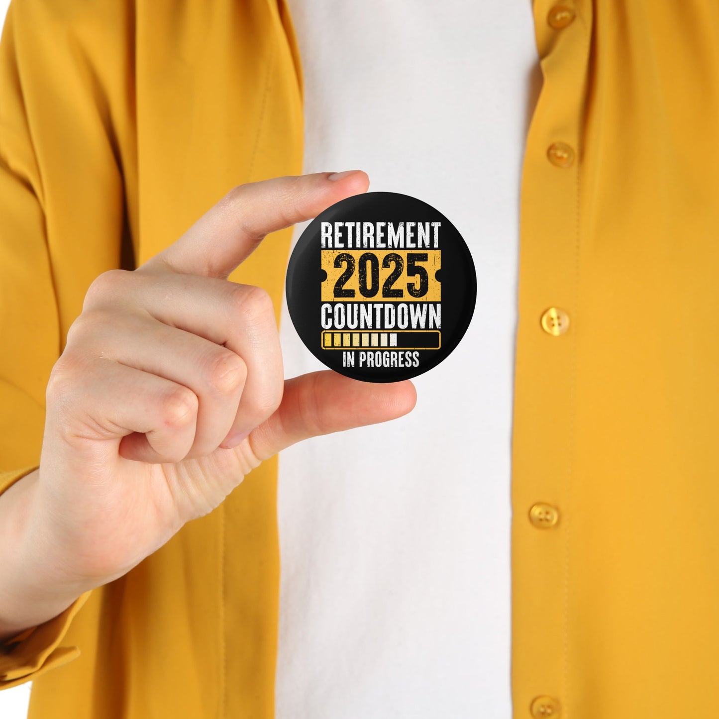 Bright and eye-catching Countdown To Retirement Gift Badge 2025, a perfect retirement gift badge for celebration and excitement.