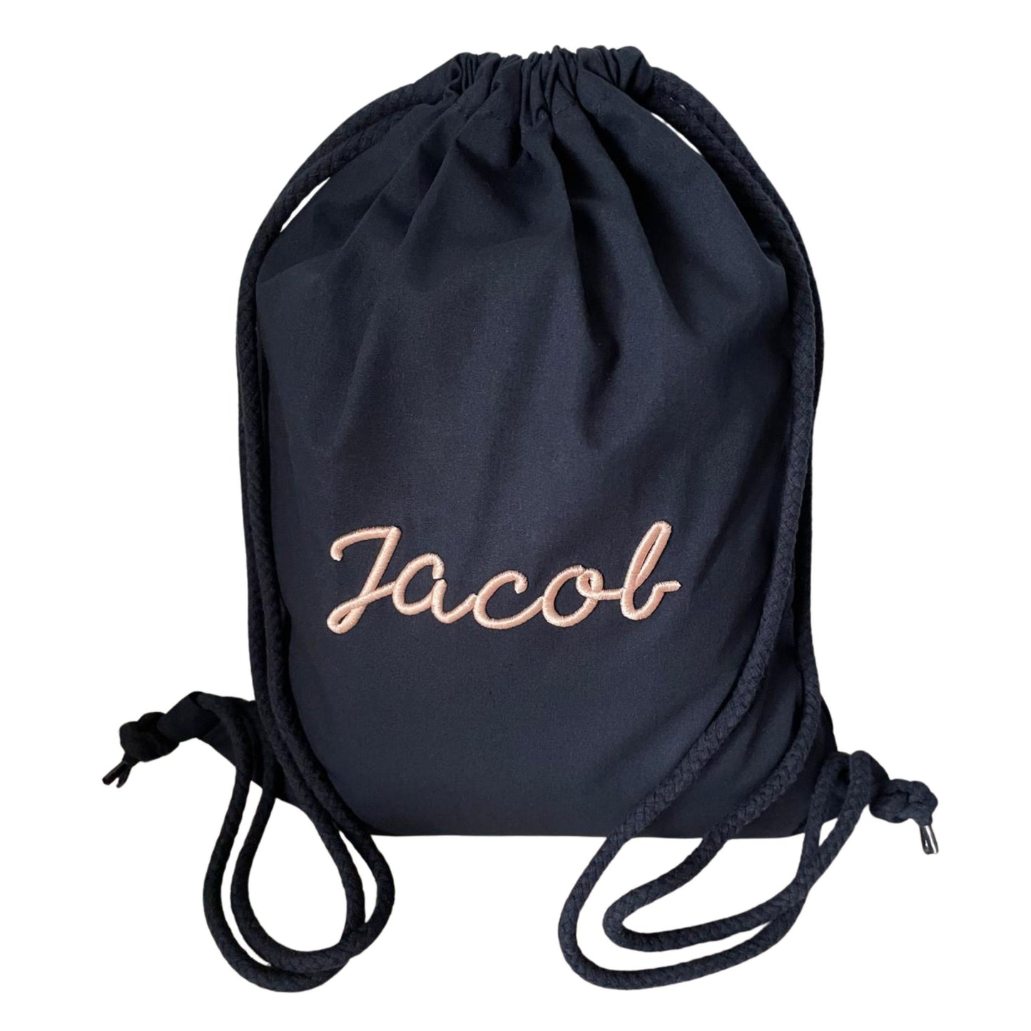 Customised Drawstring Bag with 3D Puff Embroidered Name Kids and Adults Cotton Gym School Travel Bag Custom Embroidery Premium Quality