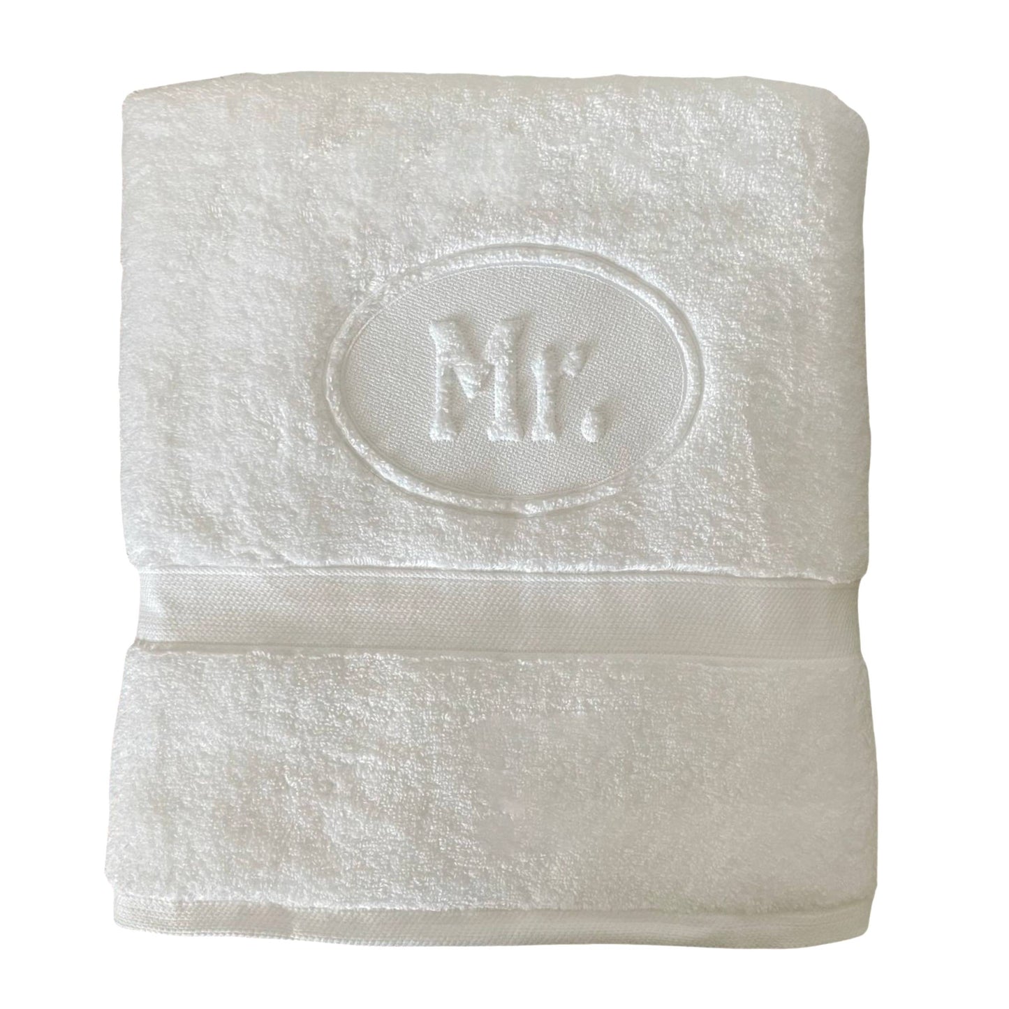Newlywed Gift Large Embroidered Towel Sheet Set Mr and Mrs Wedding  100x150cm Zipped Bag