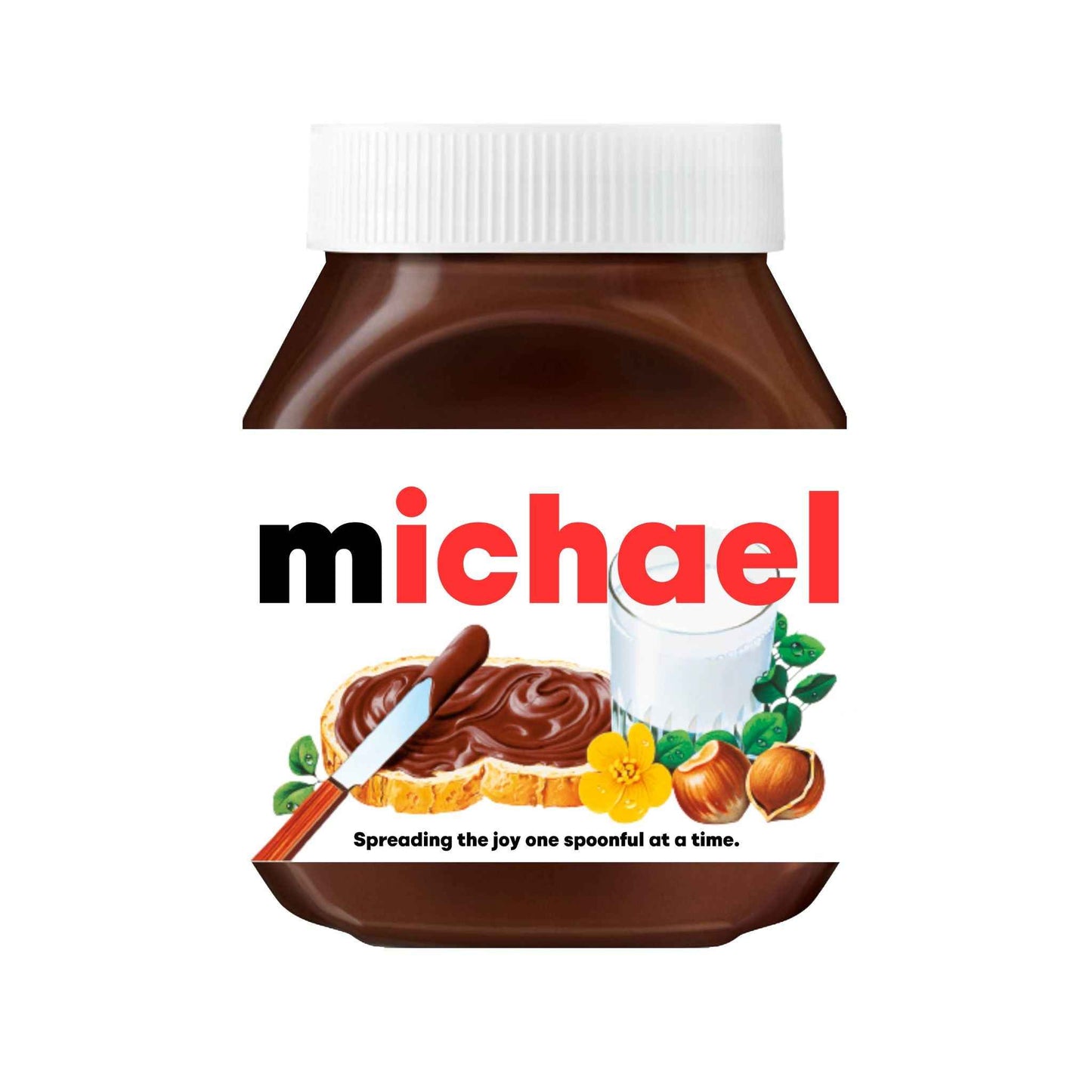 Custom Nutella label with the name 'Michael', great for personalising your chocolate spread jar.