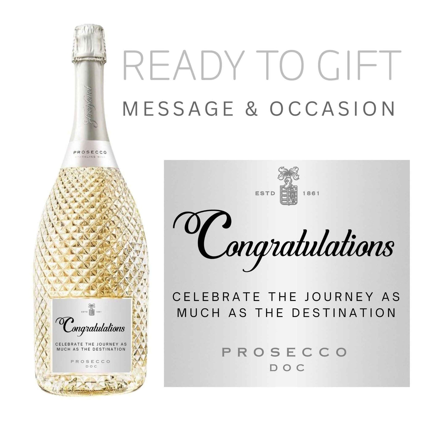 Gift Ready Prosecco Gift Stickers - Custom Metallic Labels for Celebrations and Special Occasions