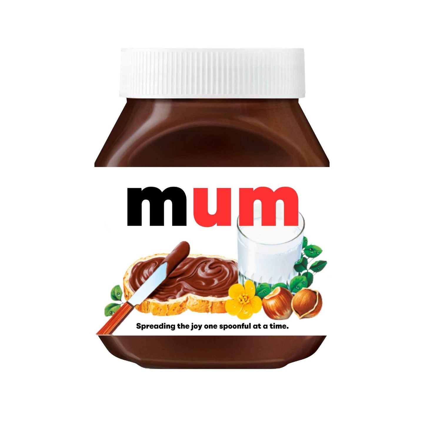 Custom Nutella label showcasing the name 'Mum', adding a thoughtful touch to gifting.