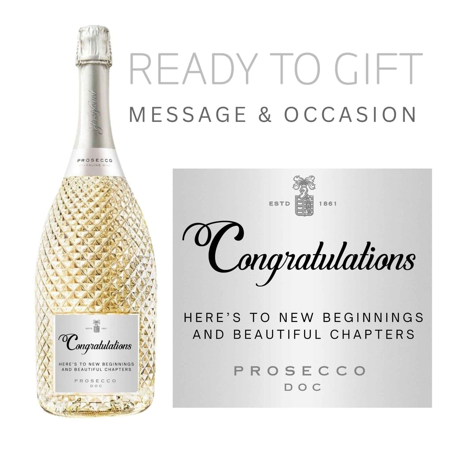 Gift Ready Prosecco Gift Stickers - Custom Metallic Labels for Celebrations and Special Occasions