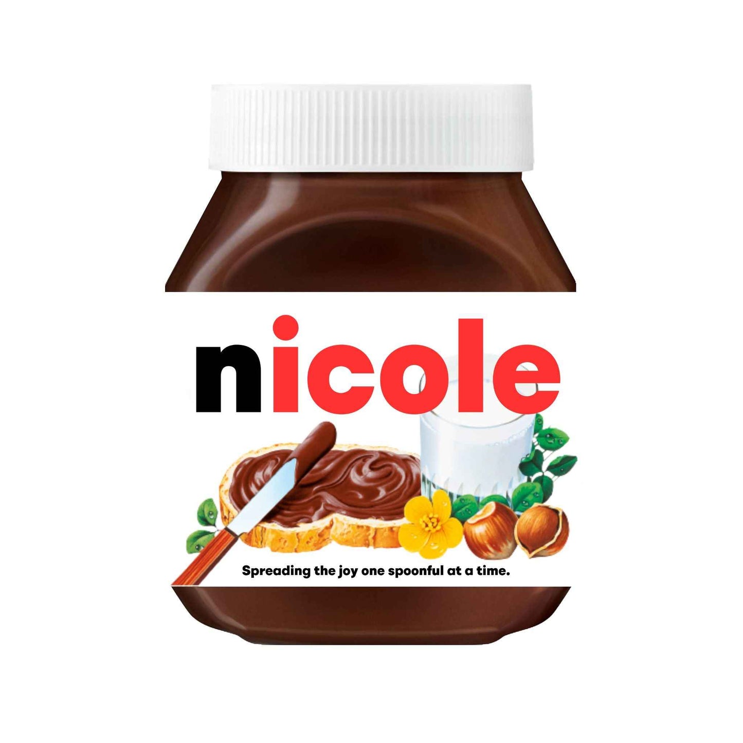 Custom Nutella label with the name 'Nicole', perfect for a personal touch on gifts.