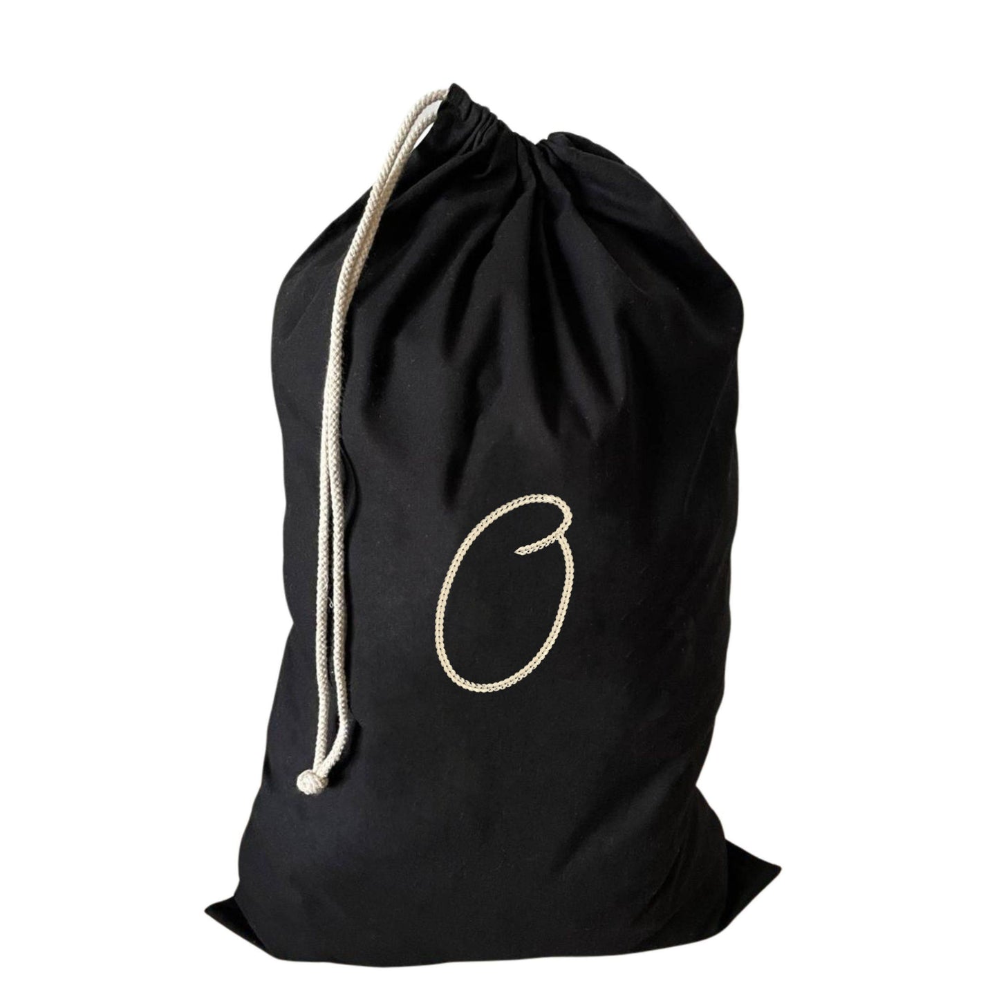 Classic large drawstring laundry bag with an O monogram, ideal for keeping laundry tidy.