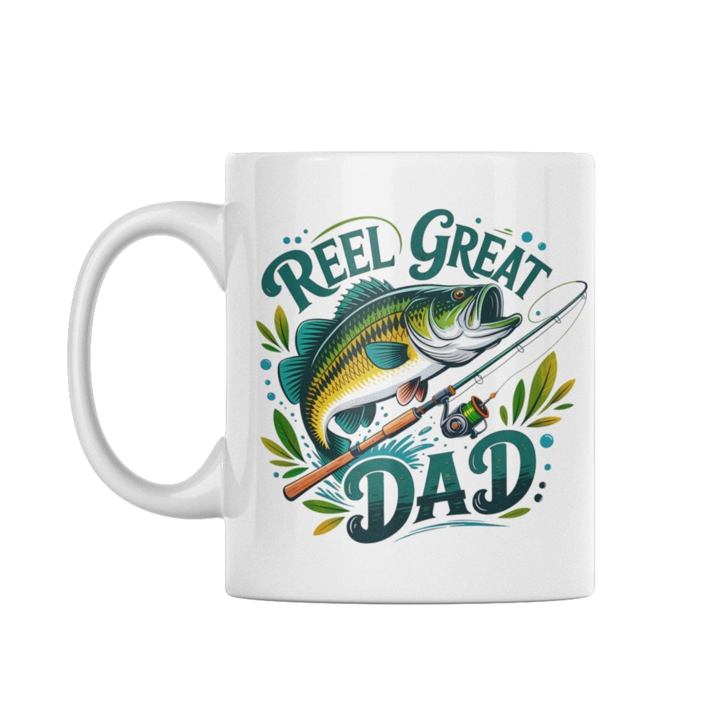 Reel Great Dad Coffee Mug - 11oz Funny Fishing Gifts for Dad, Humorous Ceramic Cup - EMU Works