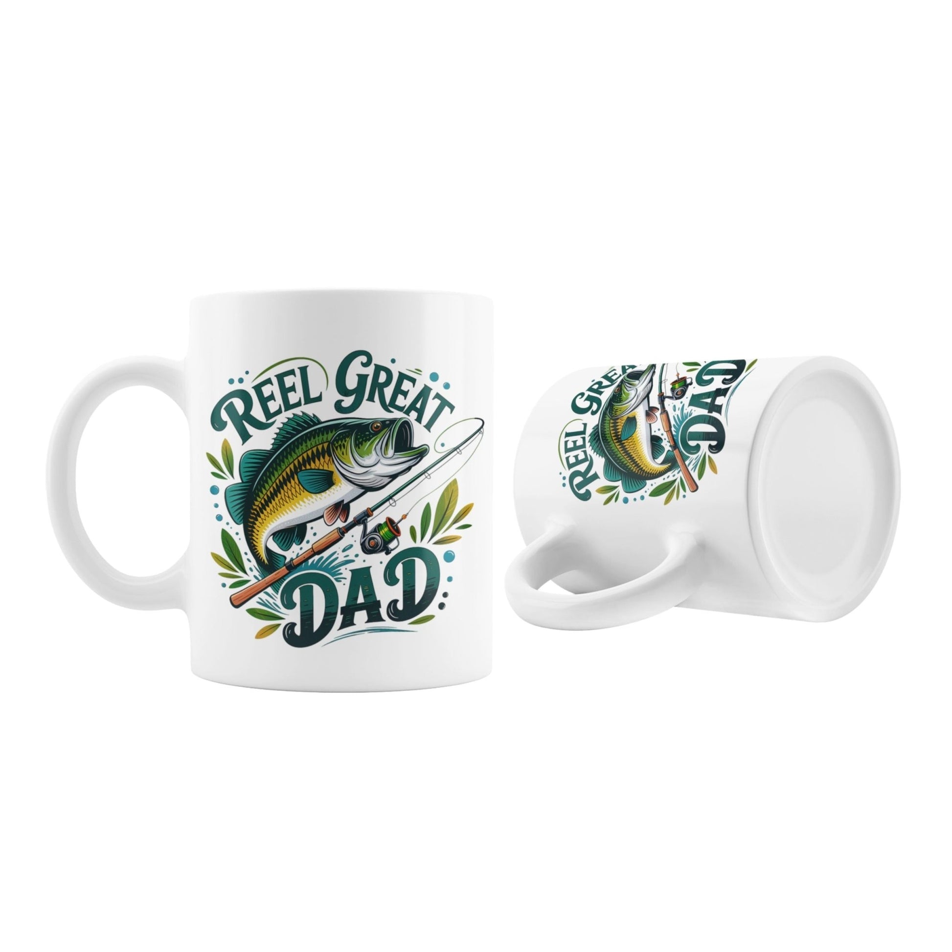 Reel Great Dad Coffee Mug - 11oz Funny Fishing Gifts for Dad, Humorous Ceramic Cup - EMU Works