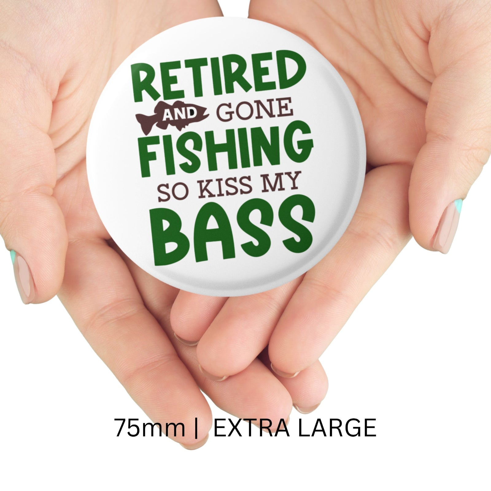 Celebrate retirement with our fishing pin badge! A funny gag gift for any retirement party. Perfect for the avid fisherman!