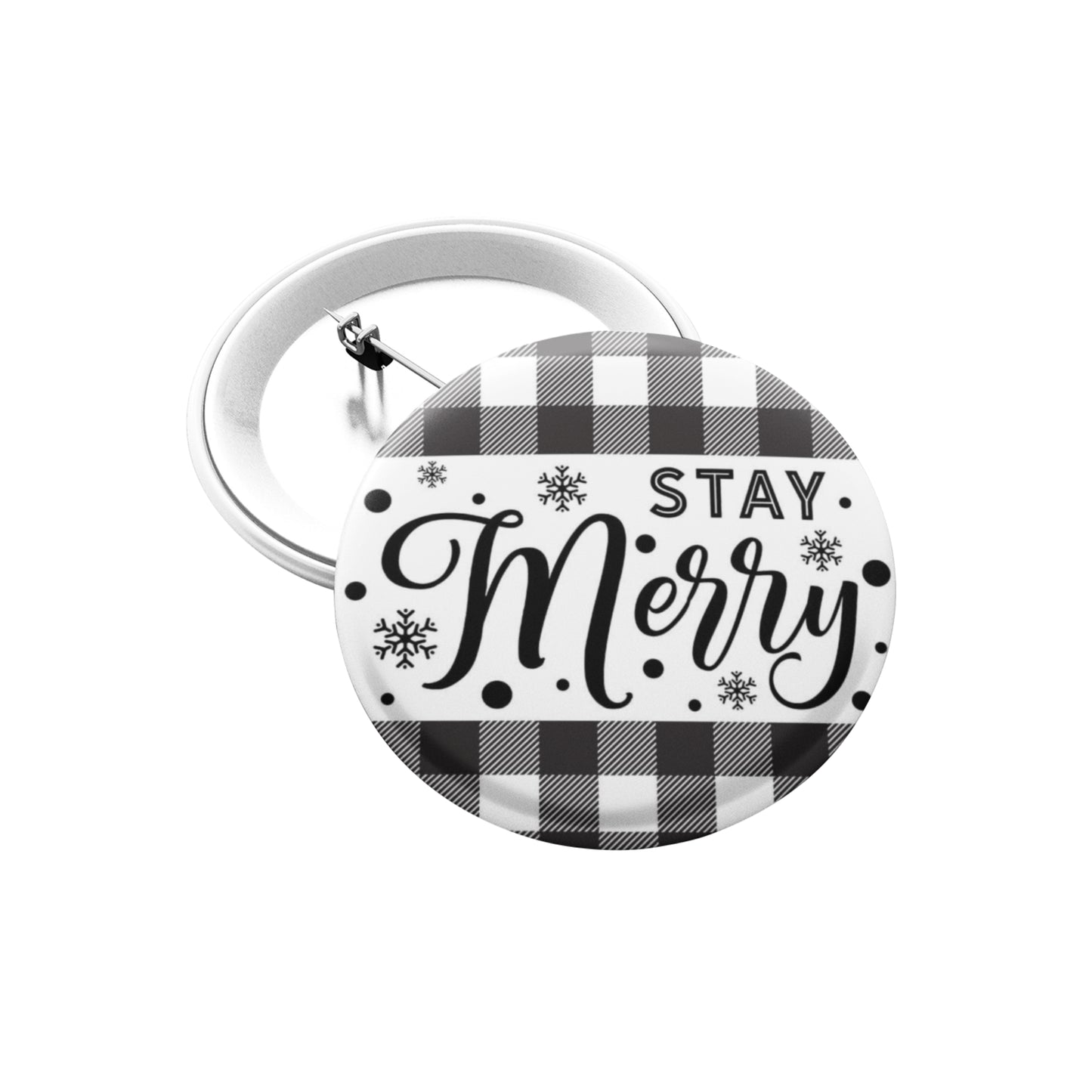 Christmas Stocking Filler - Christmas Badge - Stay Merry Black and White- 1in