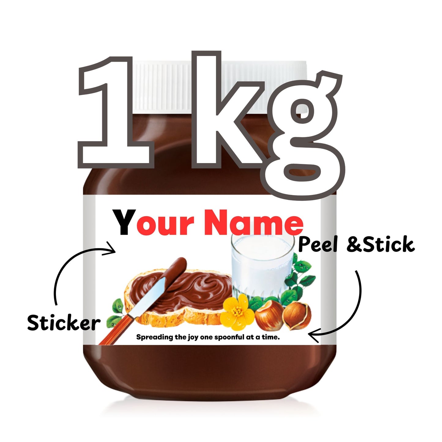 Personalised Stickers for Nutella Jar - Custom Name Label Sticker - Gift For Nutella Lovers - Matt Vinyl, Peel and Stick