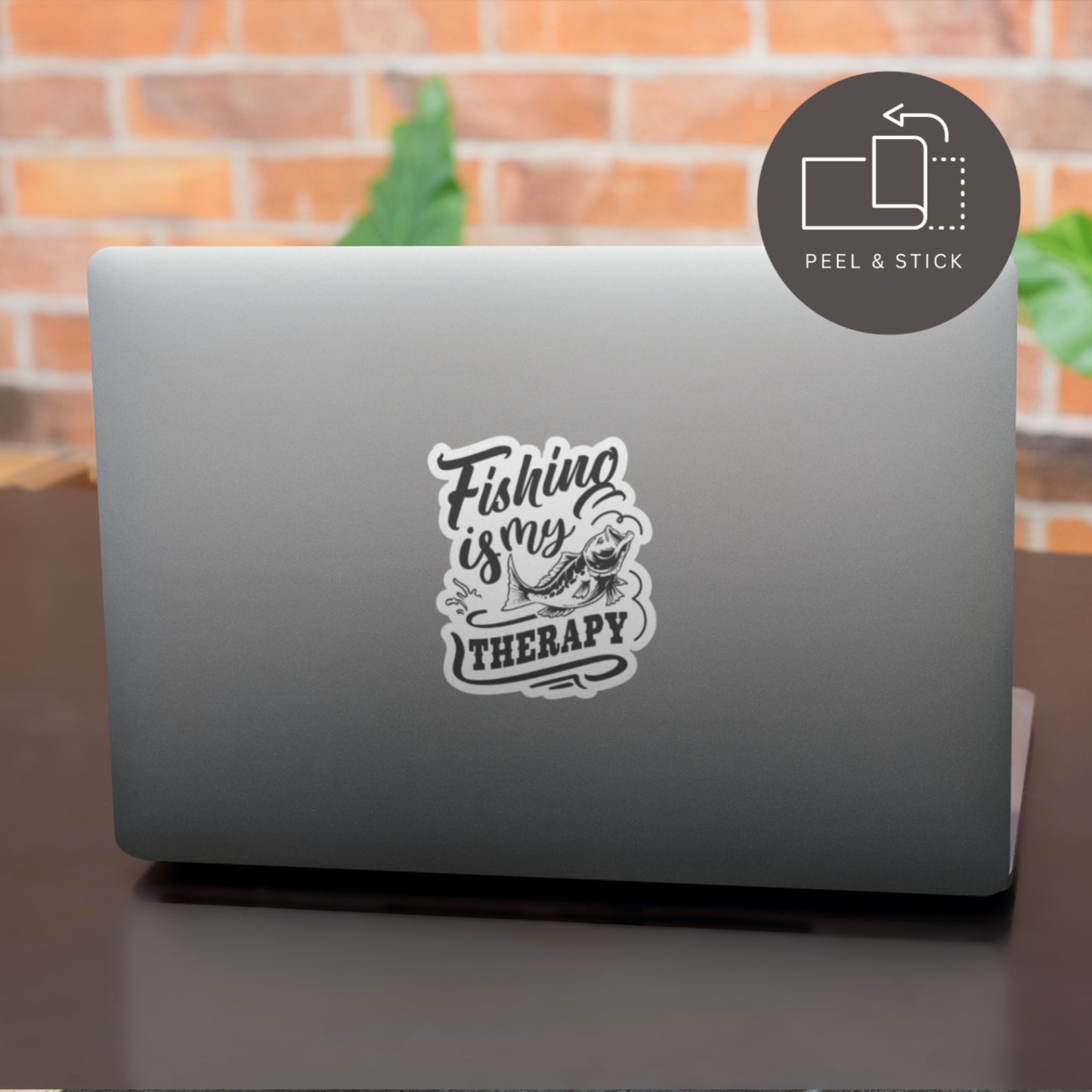 Fishing Is My Therapy Humour Matte Vinyl Sticker - 8.5cm x 7.5cm