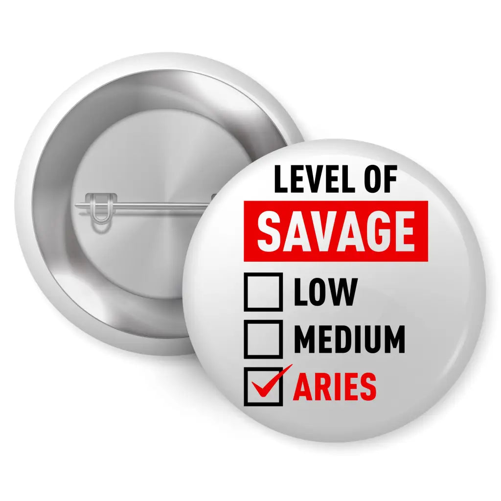 Aries Savage Button Badge | Aries Savage Pin Badge | EMU