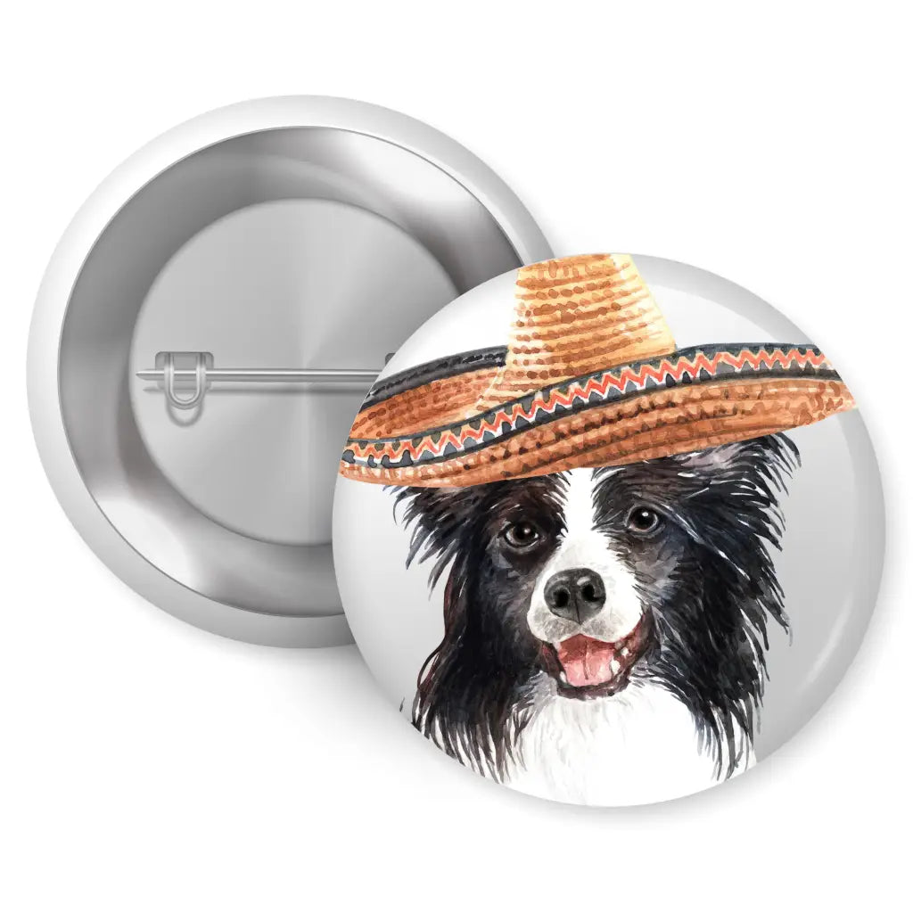 Sombrero Hat Dog Pin Badge | Sombrero Hat Dog Button Badge