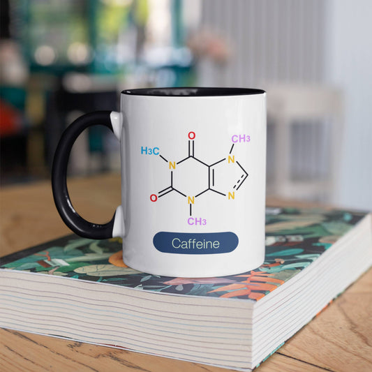 Mug Coffee Cup Gift - Black Colour Changing - Chemistry Student Educational - Caffeine Formula