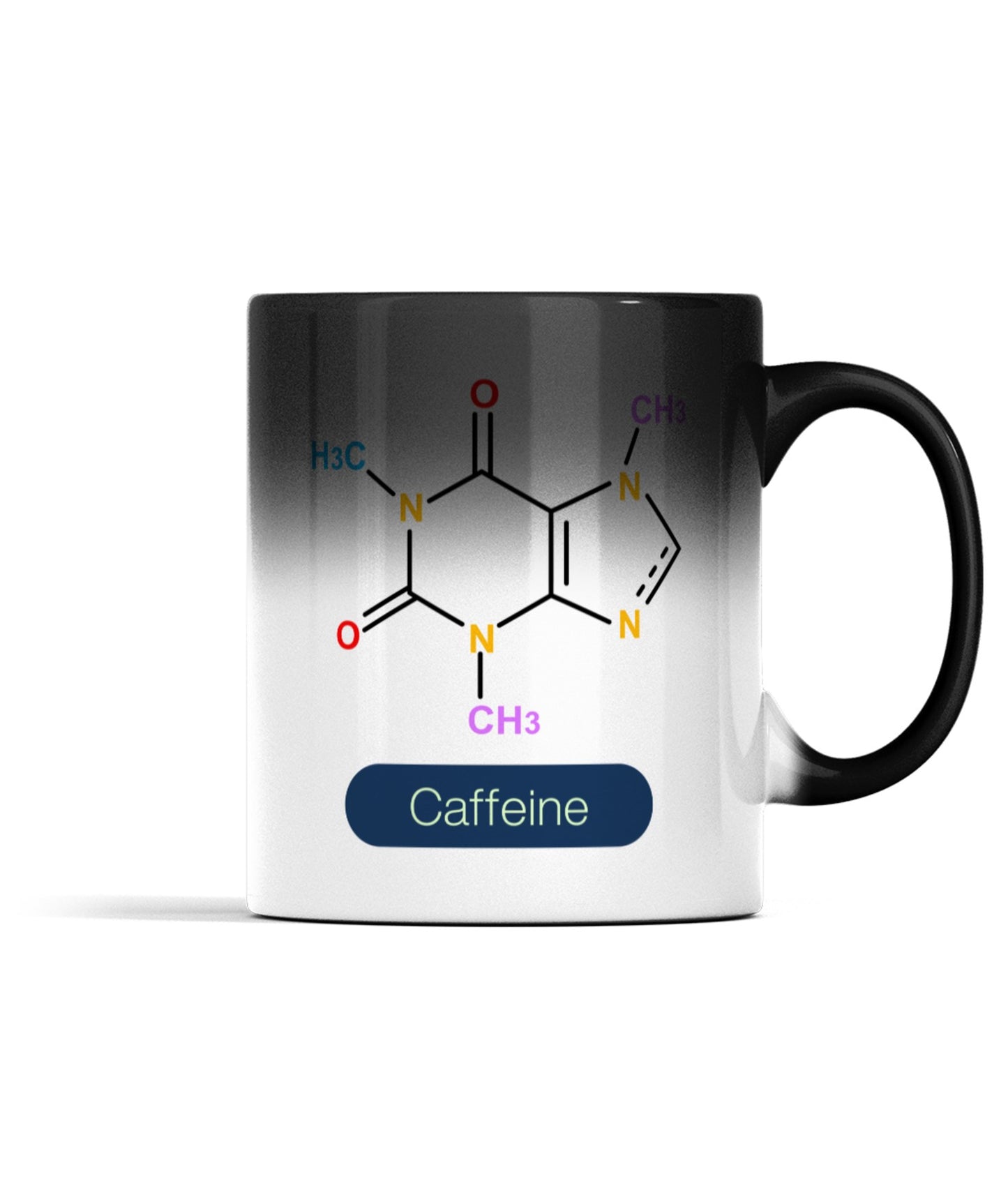 Mug Coffee Cup Gift - Black Colour Changing - Chemistry Student Educational - Caffeine Formula