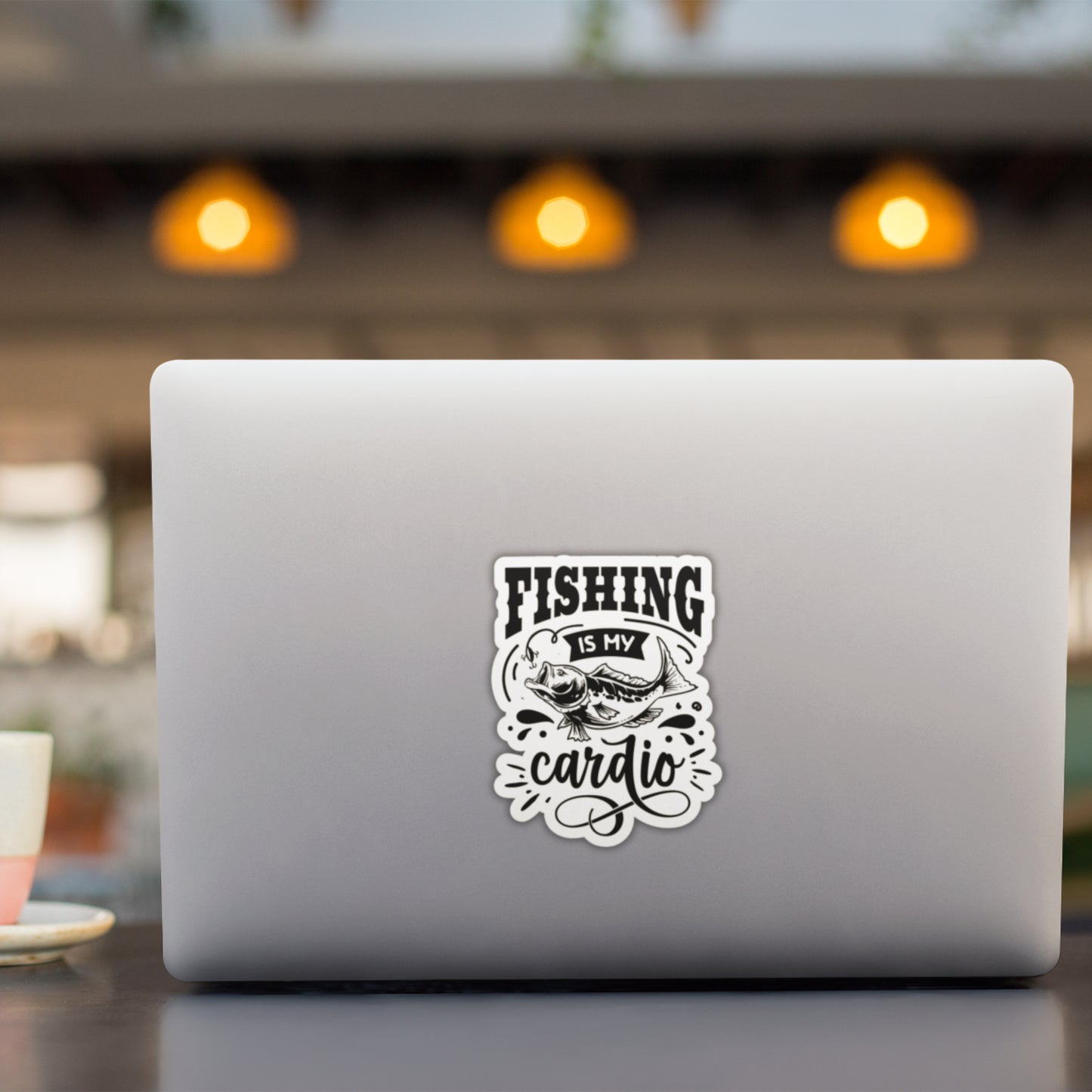 Fishing Is My Cardio Humour Matte Vinyl Sticker - 8.7cm x 7cm