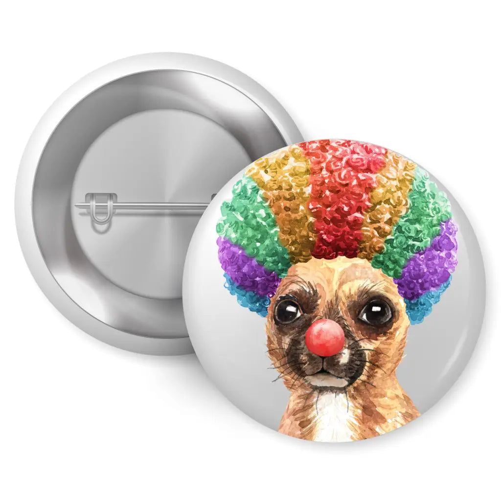 EMU Works - Chihuahua Clown Costume Dog Pin Button Badge