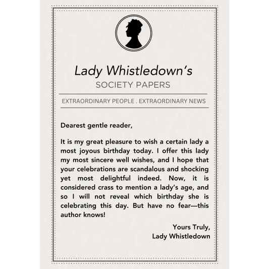 Lady Whistledown Birthday Card: Elegant A5 Design with White Satin Sheen, Perfect for Friends - EMU Works