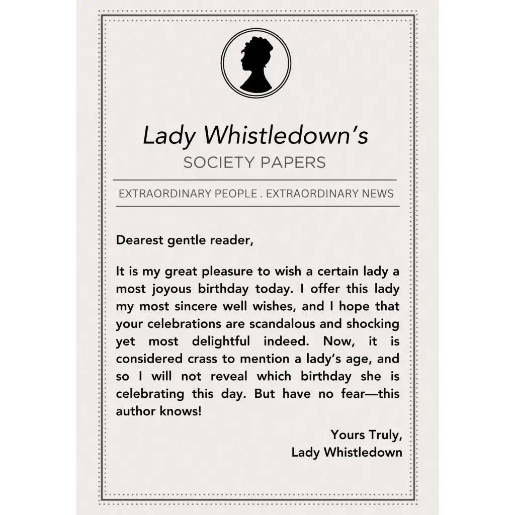 Elegant Bridgerton Birthday Cards: Lady Whistledown Society