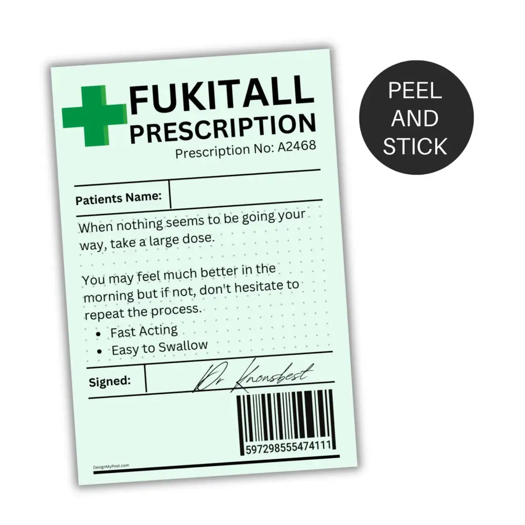 Emuworks Fukitall Prescription Labels - Funny Stickers