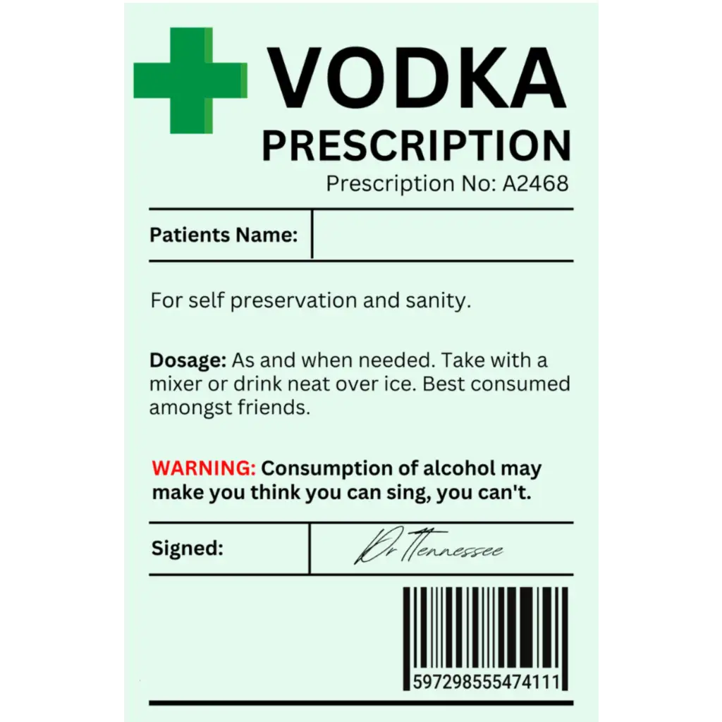 Emuworks Prescription Labels - Vodka Prescription Labels