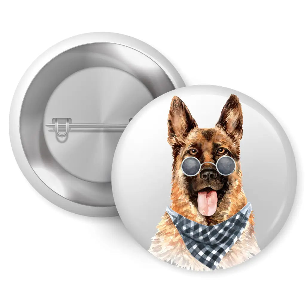 EMU Works - German Shepherd Bandana Glasses Dog Bread Pin