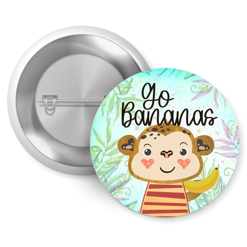 EMU Works - Go Bananas Monkey Childrens Pin Button Badge