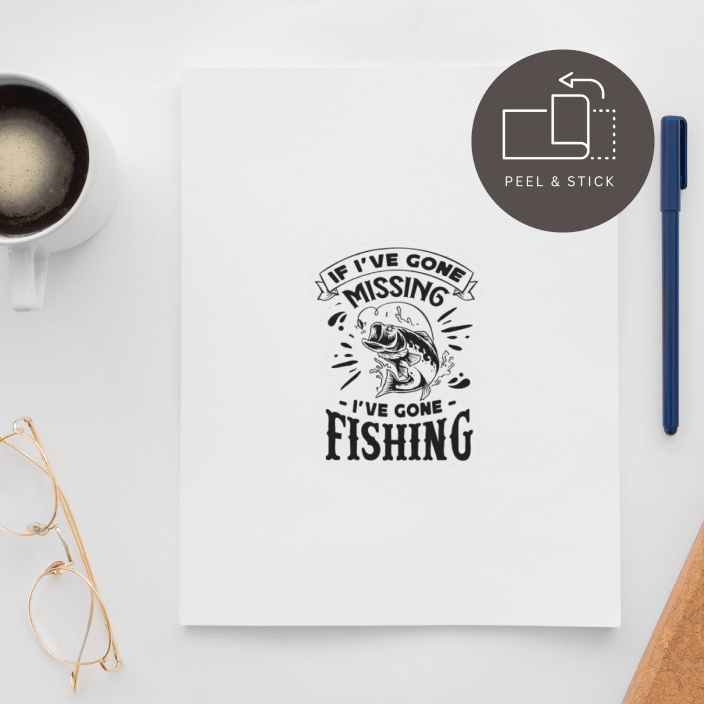 If I’ve Gone Missing I’ve Gone Fishing Humour Matte Vinyl Sticker - 9.2cm x 7cm