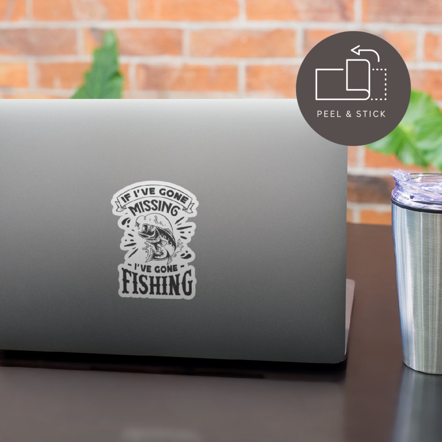 If I’ve Gone Missing I’ve Gone Fishing Humour Matte Vinyl Sticker - 9.2cm x 7cm