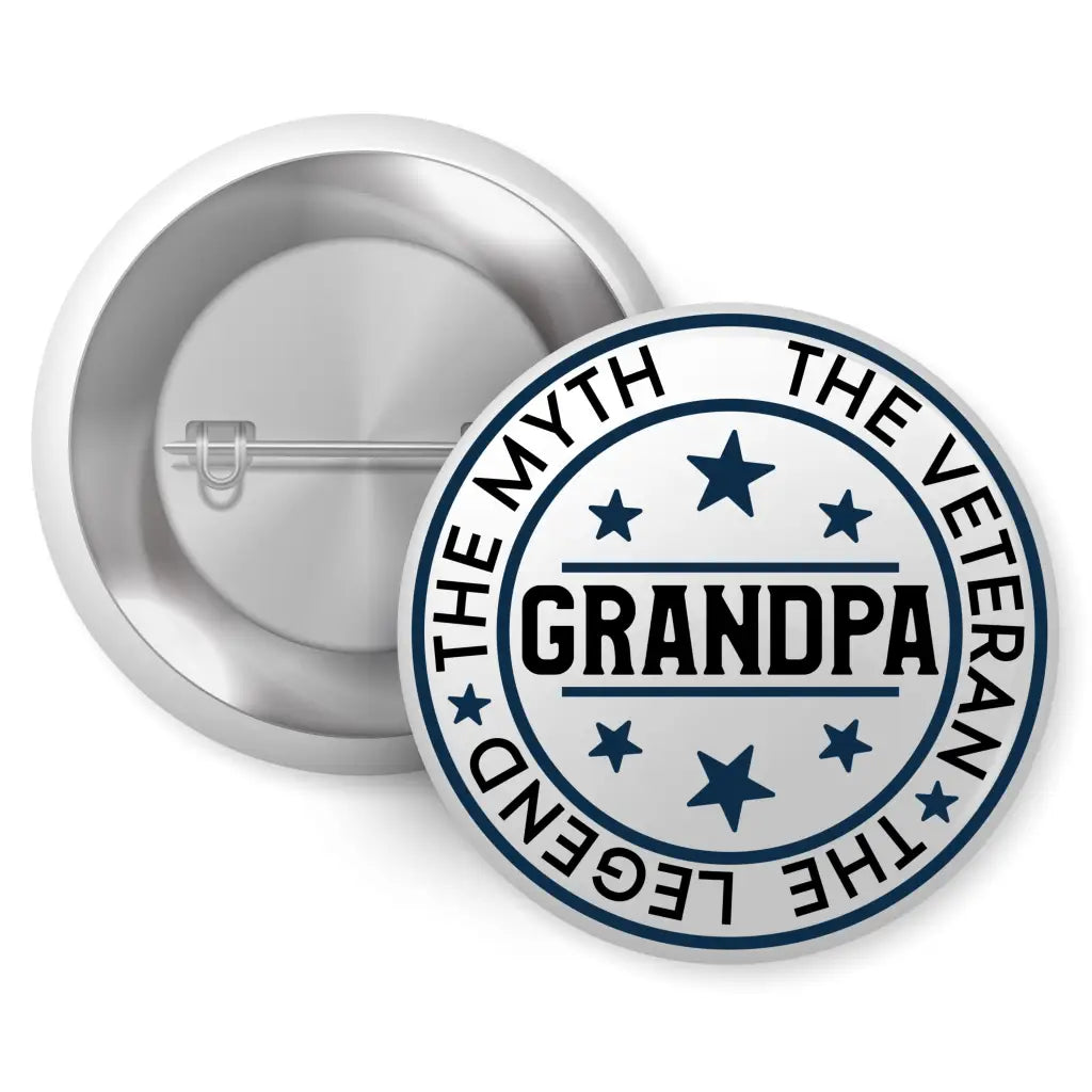 Grandpa The Veteran The Legend The Myth Family Pin Button