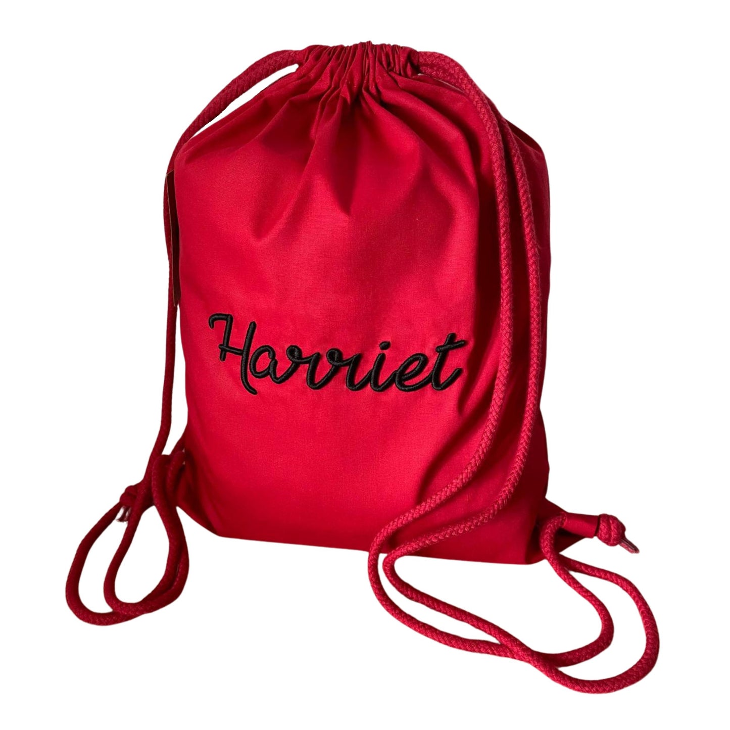 Customised Drawstring Bag with 3D Puff Embroidered Name Kids and Adults Cotton Gym School Travel Bag Custom Embroidery Premium Quality