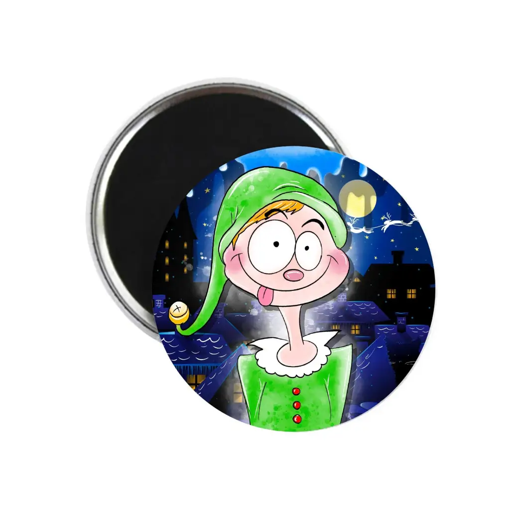 EMU Works - Looney Christmas Elf Funny Fridge Magnet 59mm