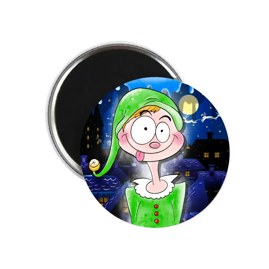 EMU Works - Looney Christmas Elf Funny Fridge Magnet 59mm