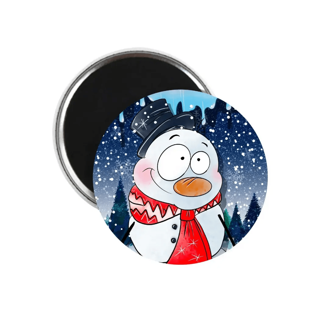 Playful Looney Christmas fridge magnet featuring a cheerful snowman design, perfect for adding festive charm to your home decor.