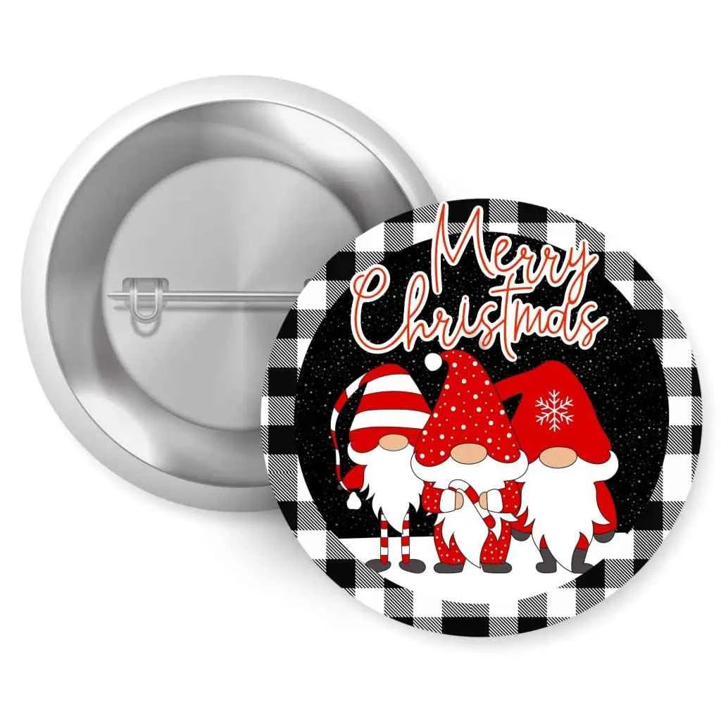 Merry Christmas Gnomes Pin Badge 1 Inch 25mm - Cute Festive Accessory
