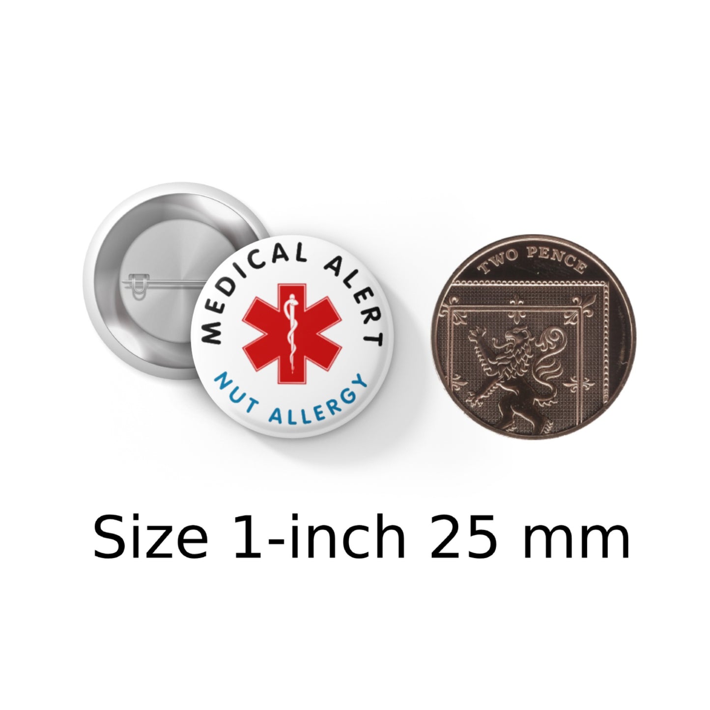 Nut Allergy Medical Alert Logo Badge 1in 25mm