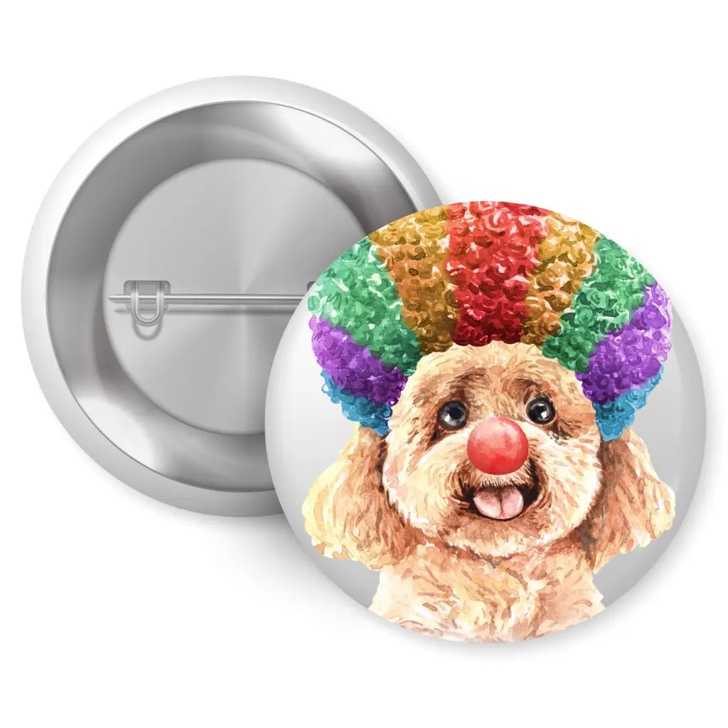 EMU Works - Poodle Clown Costume Dog Breed Pin Button Badge