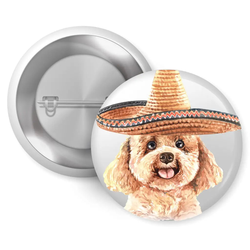 EMU Works - Poodle Sombrero Dog Breed Pin Button Badge 1in