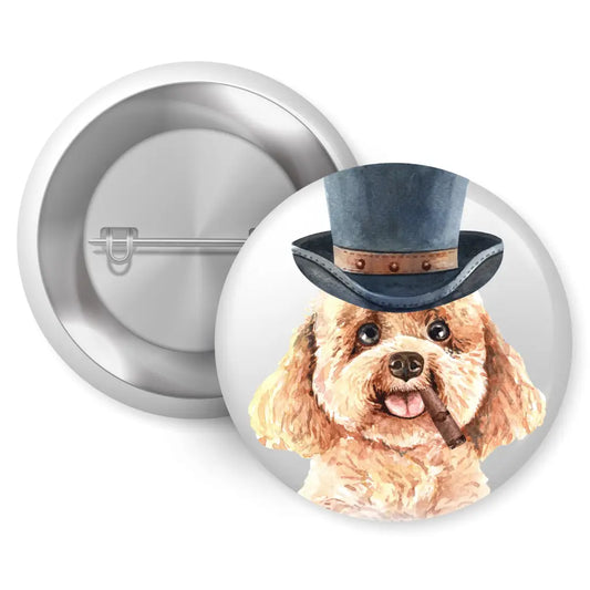 EMU Works - Poodle Top Hat Cigar Dog Breed Pin Button Badge