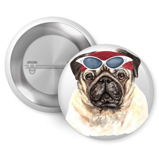 EMU Works - Pug Hairband Dog Breed Pin Button Badge 1in