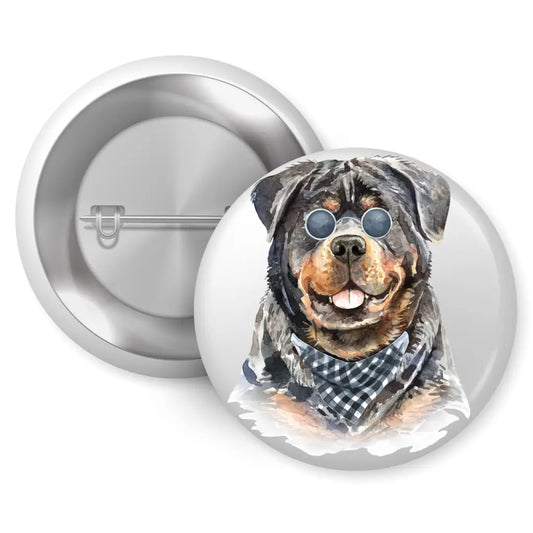 EMU Works - Rottweiler Bandana Dog Pin Button Badge 1in