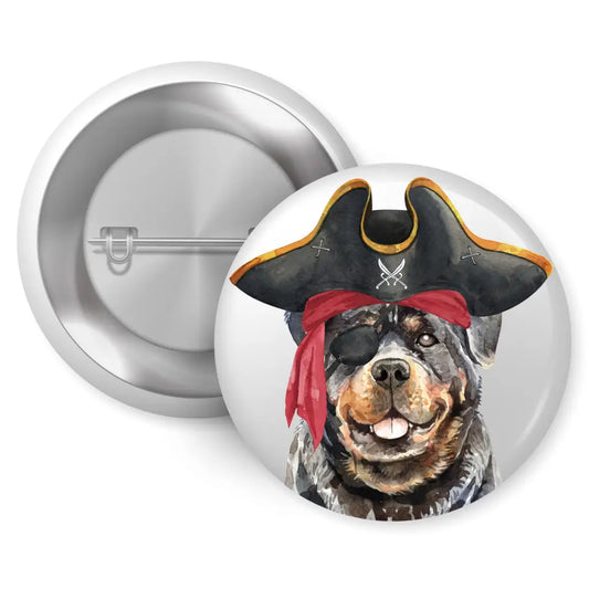 EMU Works - Rottweiler Pirate Dog Pin Button Badge 1in 25mm