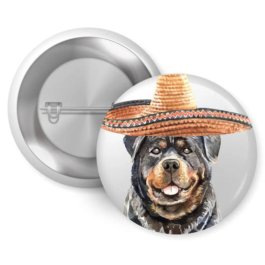 EMU Works - Rottweiler Sombrero Dog Pin Button Badge 1in