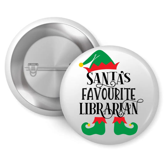 Santa’s Favourite Librarian Pin Button Badge 1in 25mm -